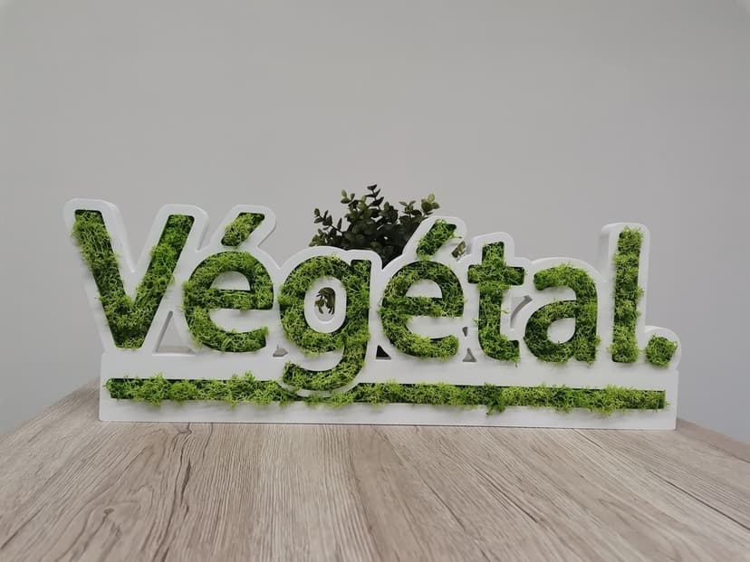 Découpe et défonce d'un logo d'entreprise végétal en PVC 30 mm